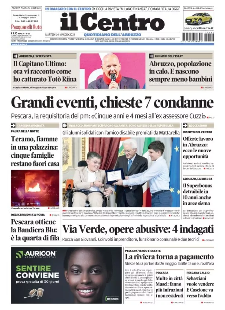 Prima-pagina-il centro-oggi-edizione-del-2024-05-14